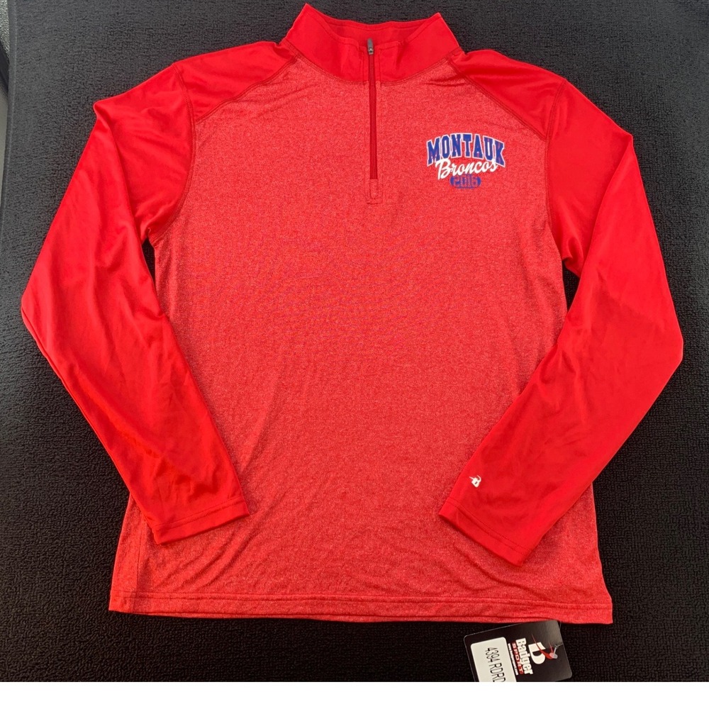 Badger Youth Montauk‎ Broncos 2016 Quarter Zip Long Sleeve Athletic Shirt Red